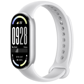 Фитнес-браслет Xiaomi Smart Band 10 M2459B1 (серебристый, с белым силиконовым ремешком, международная версия)