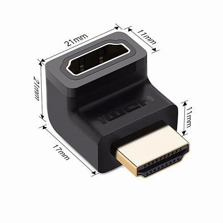 Переходник HDMI-HDMI (HDMI мама - HDMI папа) угловой UGREEN HD112