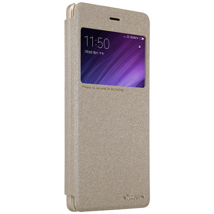 Чехол для Xiaomi Redmi 4 книжка с окошком NillKin Sparkle золотистый