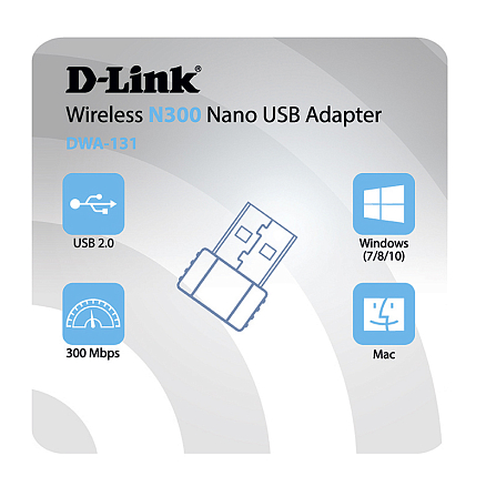 WI-FI USB-адаптер 300 Мбит/с D-Link DWA-131/F1A