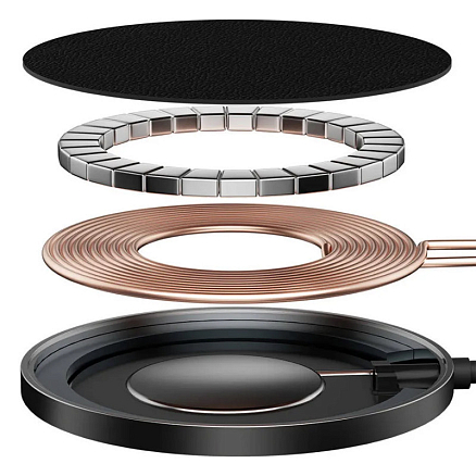 Беспроводная зарядка для телефона 15W 2A Baseus Simple Mini 2 Magnetic 15W (быстрая зарядка PD) черная