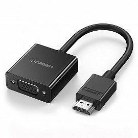 Преобразователь HDMI - VGA (папа - мама) с кабелем Ugreen CM270 черный