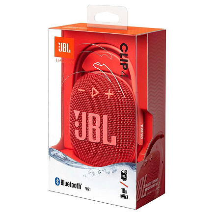Портативная колонка JBL Clip 4 с защитой от воды красная
