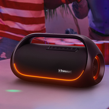 Портативная колонка Tronsmart Bang с защитой от воды, подсветкой, USB, поддержкой MicroSD карт и аккумулятором черная