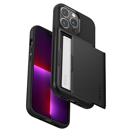 Чехол для iPhone 13 Pro гибридный со слотом для карты Spigen Slim Armor CS черный