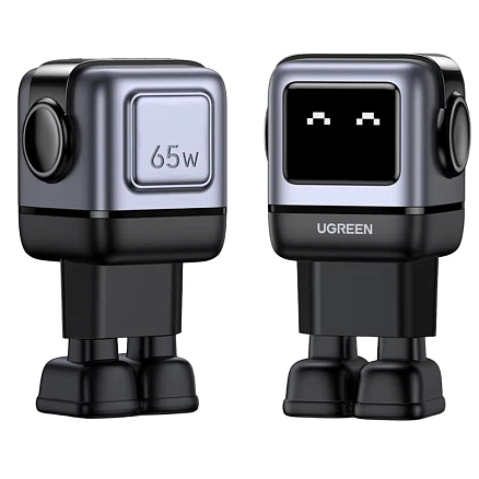 Зарядное устройство сетевое USB и двумя Type-C 65W Ugreen CD361-35291 GaN (быстрая зарядка PD, QC) серое