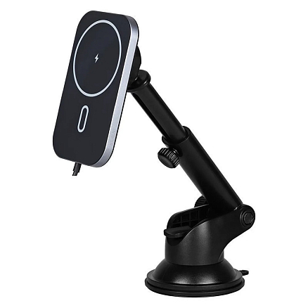 Держатель автомобильный на панель и в решетку обдува с беспроводной зарядкой MagSafe (быстрая) TFN MagAero Car черный