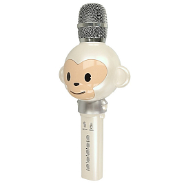 Микрофон детский беспроводной для караоке с динамиком, USB и слотом для MicroSD Forever Animal белый