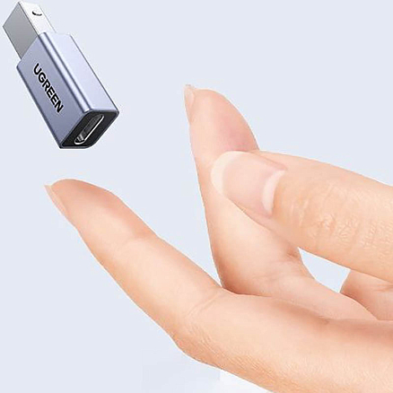 Переходник USB B - Type-C (папа - мама) Ugreen US382 серый