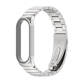 Сменный браслет для Xiaomi Mi Band 3 и Mi Band 4 металлический Nova Metal Link серебристый