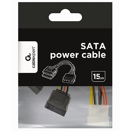 Кабель Molex 4 pin - 2 х SATA 15 pin для подключения жестких дисков длина 15 см Cablexpert CC-SATA-PSY