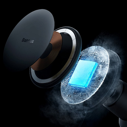 Держатель автомобильный в решетку обдува магнитный с беспроводной зарядкой (быстрая) Baseus CW01 черный