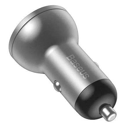 Зарядное устройство автомобильное с двумя USB входами 4.8A 24W Baseus Digital Display серебристое