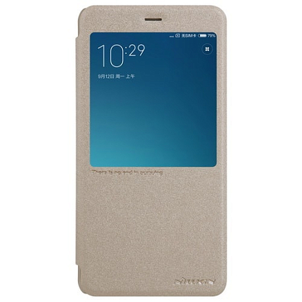 Чехол для Xiaomi Redmi Note 4 книжка с окошком NillKin Sparkle золотистый