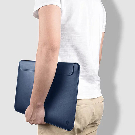 Чехол для Apple MacBook Air 13 A1466, A1369 кожаный футляр WiWU Skin Pro II темно-синий