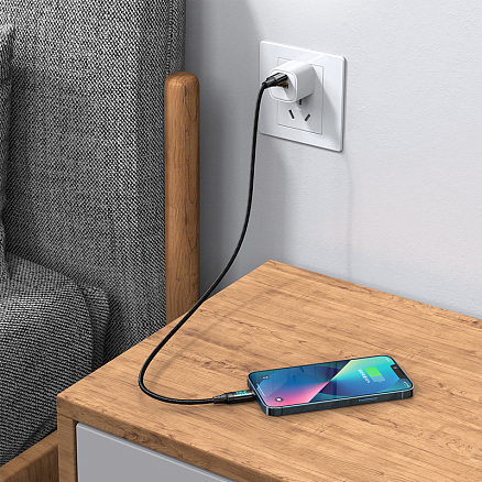 Кабель Type-C - Lightning для зарядки 1,2 м 3А 36W с дисплеем плетеный McDodo CA-1030 (быстрая зарядка PD) черный