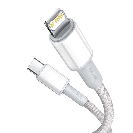 Кабель Type-C - Lightning для зарядки 2 м 20W плетеный Baseus High Density (быстрая зарядка PD) белый