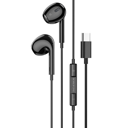 Наушники Borofone BM30 Max в разъем Type-C вкладыши с микрофоном черные