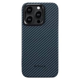 Чехол для iPhone 15 Pro кевларовый тонкий Pitaka MagEZ 4 черно-синий