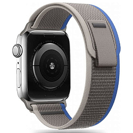Ремешок-браслет для Apple Watch 4, 5, 6, 7, 8, SE, Ultra 42, 44, 45 и 49 мм текстильный Tech-Protect Nylon серо-голубой