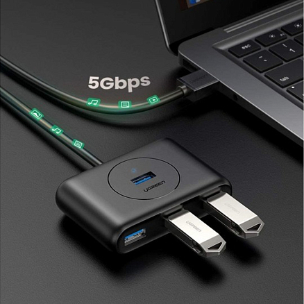 USB 3.0 HUB (разветвитель) на 4 порта Ugreen CR113 с питанием MicroUSB черный