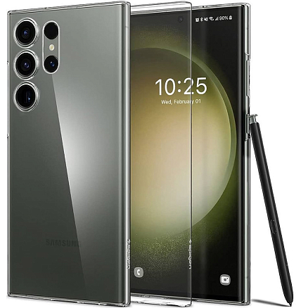 Чехол для Samsung Galaxy S23 Ultra пластиковый ультратонкий Spigen AirSkin прозрачный