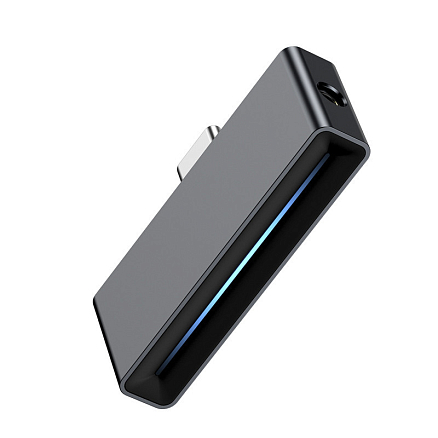 Переходник Type-C - 3,5 мм, Type-C (папа - мама, мама) Baseus L57 (быстрая зарядка PD) черный