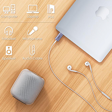 Внешняя звуковая карта USB 2.0 Ugreen CM383 серая