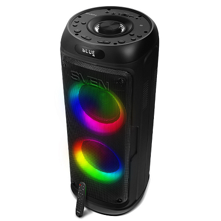 Портативная акустическая система Sven PS-770 с подсветкой, FM-радио, USB и поддержкой MicroSD карт черная