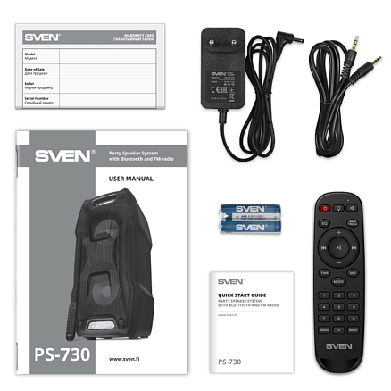 Портативная колонка Sven PS-730 для вечеринок с подсветкой черная