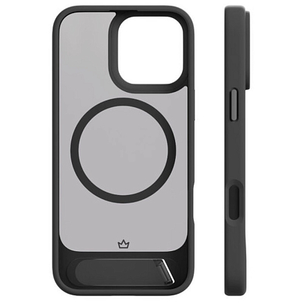 Чехол для iPhone 16 Pro гибридный с подставкой VLP Reels Magsafe прозрачно-черный