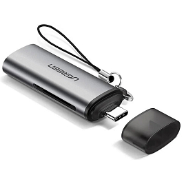 Картридер Type-C для SD, MicroSD Ugreen CM184 серебристый