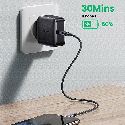 Зарядное устройство сетевое Type-C 65W Ugreen CD217 GaN (быстрая зарядка QC 3.0, PD) черное
