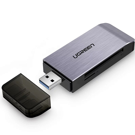 Картридер USB 3.0 для SD, MicroSD, CF и MS Ugreen CM180-50541 серо-черный