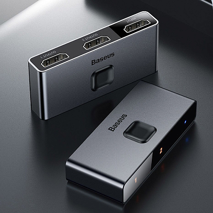 HDMI Splitter (разветвитель) на 2 порта 4Kx2K (1 HDMI вход на 2 HDMI выхода) двунаправленный Baseus Matrix серый