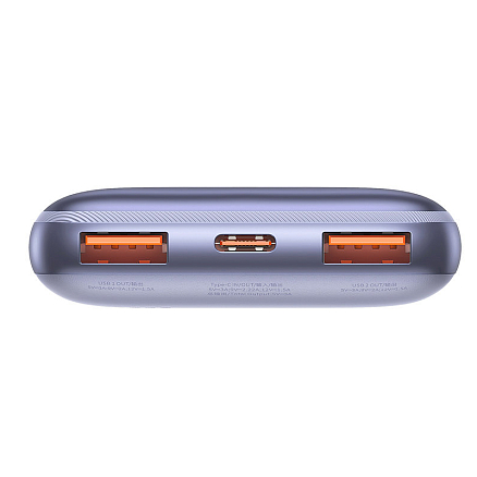 Внешний аккумулятор Baseus Bipow Pro Digital Overseas Edition с дисплеем 10000мАч (USB, Type-C, ток 3А, быстрая зарядка PD, QC 3.0, 20Вт) фиолетовый