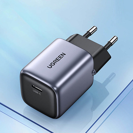 Зарядное устройство сетевое Type-C 20W Ugreen CD318 GaN (быстрая зарядка PD 3.0, QC 3.0) серое