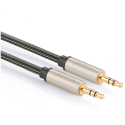 Кабель 3,5 мм - 3,5 мм (стандартный аудио разъем) Aux 1 метр Ugreen AV125 серый