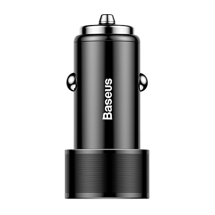 Зарядное устройство автомобильное с двумя USB входами 3.4A и Lightning кабелем Baseus Small Screw (быстрая зарядка QC 3.0) черное