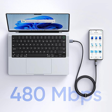 Кабель Type-C - USB для зарядки 1,2 м 6А 100W плетеный McDodo CA-6890 (быстрая зарядка PD) черный