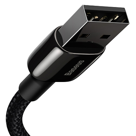 Кабель USB - Lightning для зарядки iPhone 2 м 2.4А плетеный Baseus Tungsten Gold черный