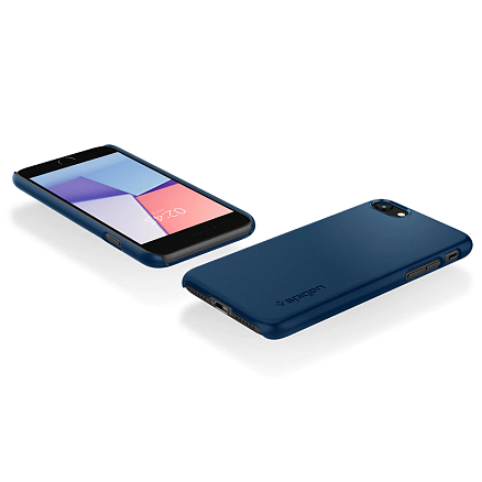 Чехол для iPhone 7, 8, SE 2020, SE 2022 пластиковый тонкий Spigen Thin Fit синий