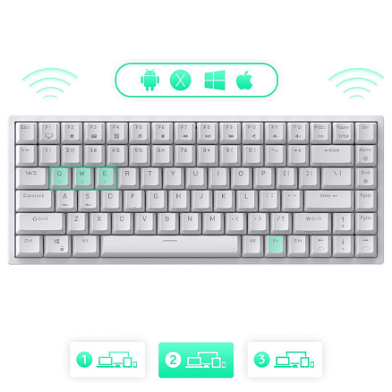 Клавиатура беспроводная Bluetooth Royal Kludge RK84 RK Red механическая с подсветкой игровая белая