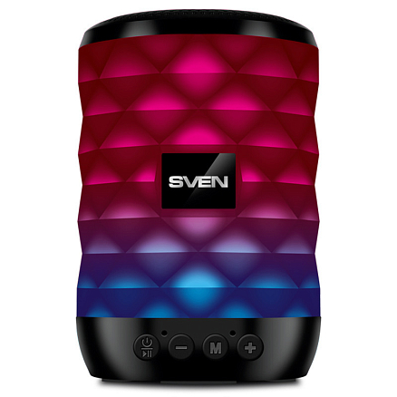Портативная колонка Sven PS-55 с подсветкой, FM-радио, USB, MicroSD черная