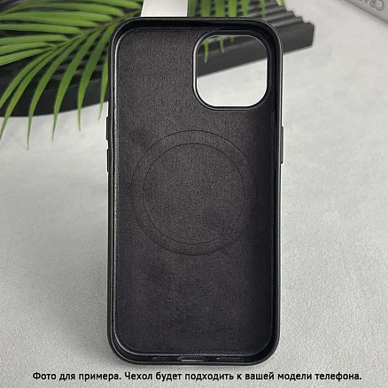 Чехол для iPhone 14 Pro кожаный Digitalpart Magsafe черный