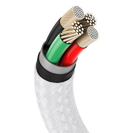 Кабель USB - Lightning для зарядки iPhone 2 м 2.4А плетеный Baseus Cafule Metal Data белый