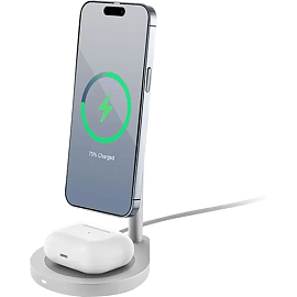 Беспроводная зарядка 2-в-1 MagSafe для iPhone и AirPods 15W uBear Level серебристая