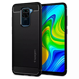 Чехол для Xiaomi Redmi Note 9 гелевый Spigen Rugged Armor черный
