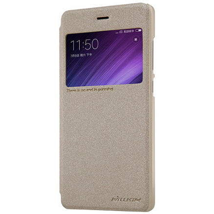 Чехол для Xiaomi Redmi 4 книжка с окошком NillKin Sparkle золотистый