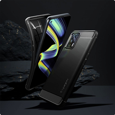 Чехол для Realme GT 5G гелевый Spigen Rugged Armor черный